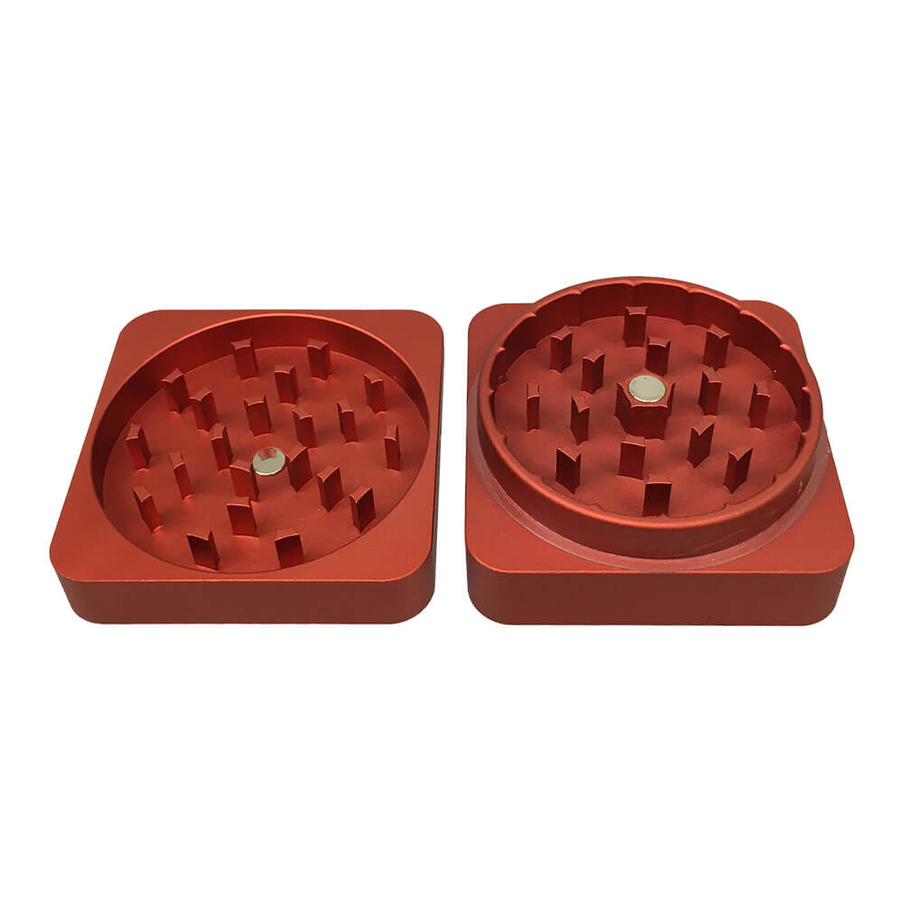 Best Buds Flat Square Aluminium Grinder 2 Parts (50mm)